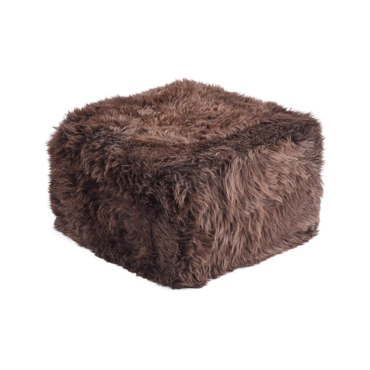 Lammfellpouf | Langhaar | Neuseeland Schokolade