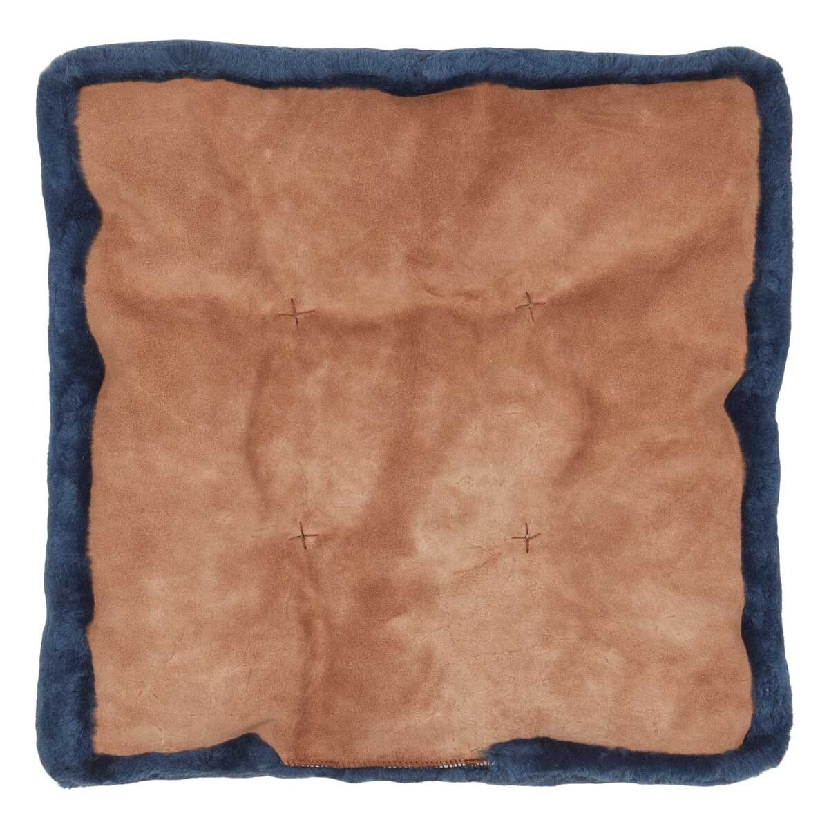 Lammfellkissen | Neuseeland | Mokassin | 45x45 cm Marineblau (Dunkel)
