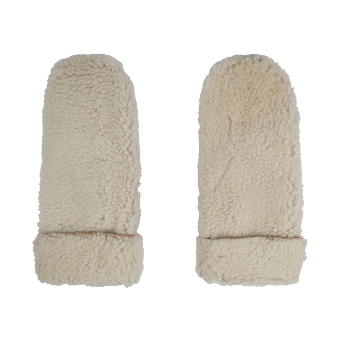 Iris Fäustlinge | Merino Lammfell Tan/Weiß