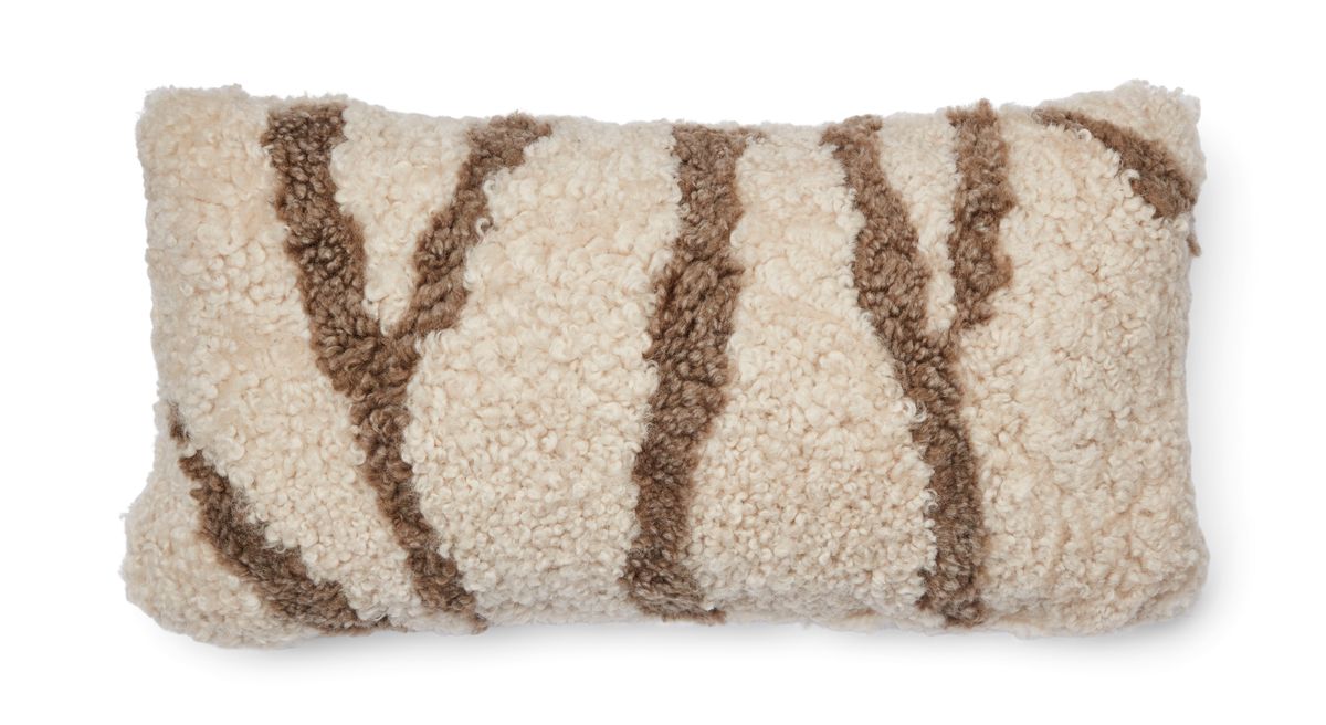 Zebra Fellkissen | Kurzhaar | Neuseeland | 30x60 cm Taupe/Leinen