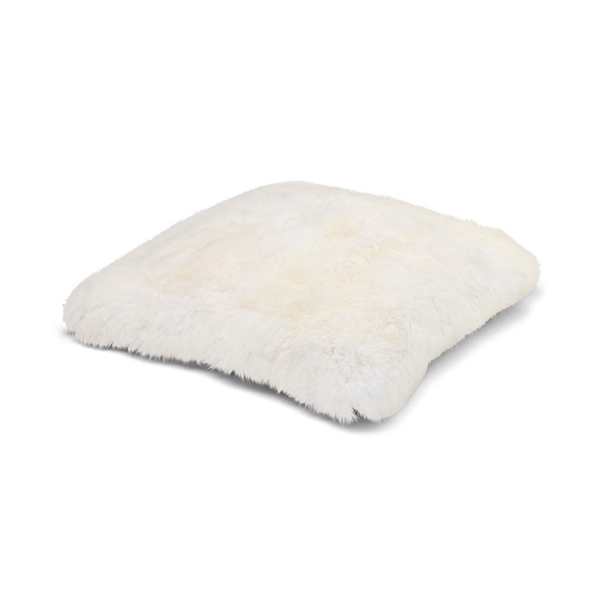 Maxi Float Lammfellkissen | Langhaar | Neuseeland | Einseitig | 90x90 cm Weiß