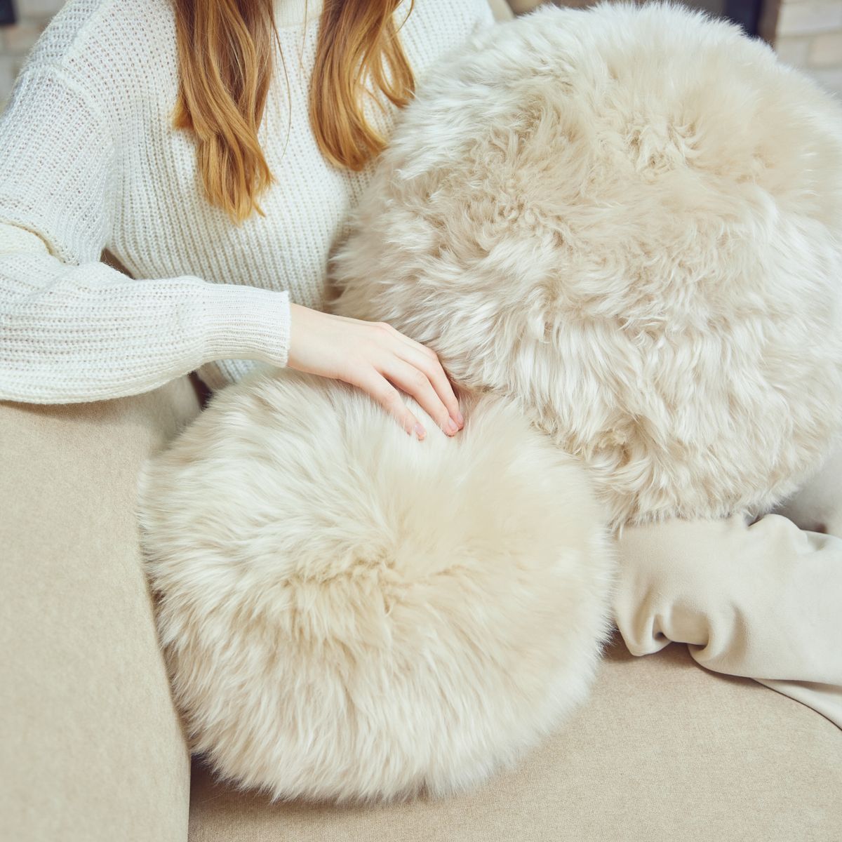 Angelite Kissenball | Langhaar | Neuseeland | D25/30/35 cm Schwarz