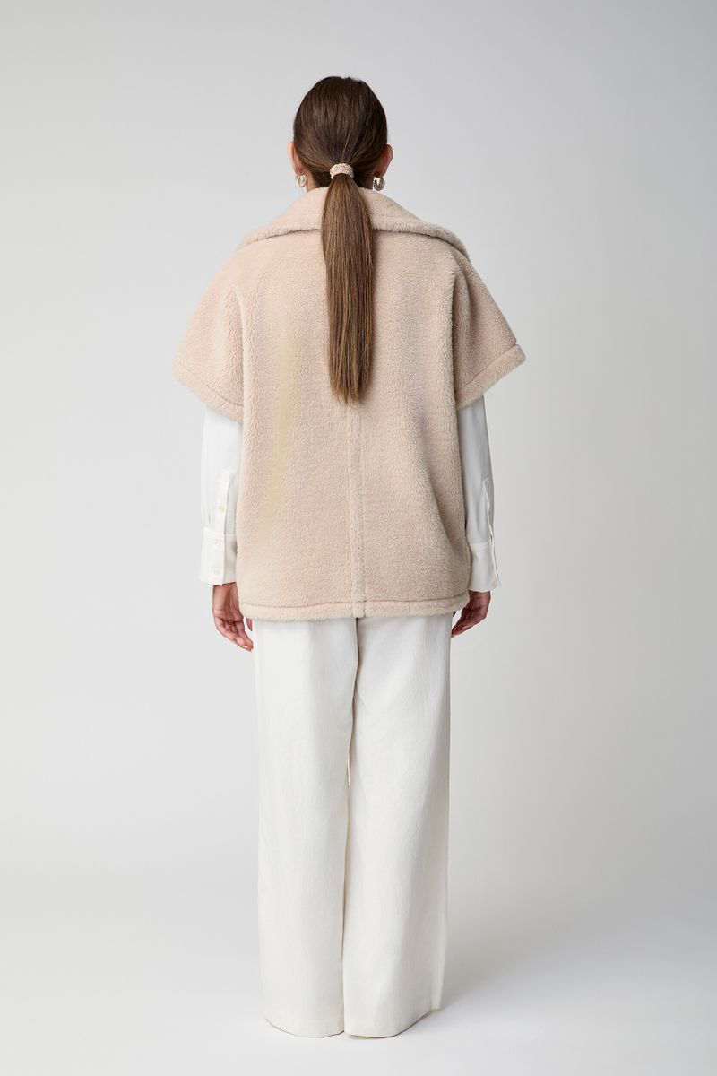 Antonella Poncho | Lammwolle Beige