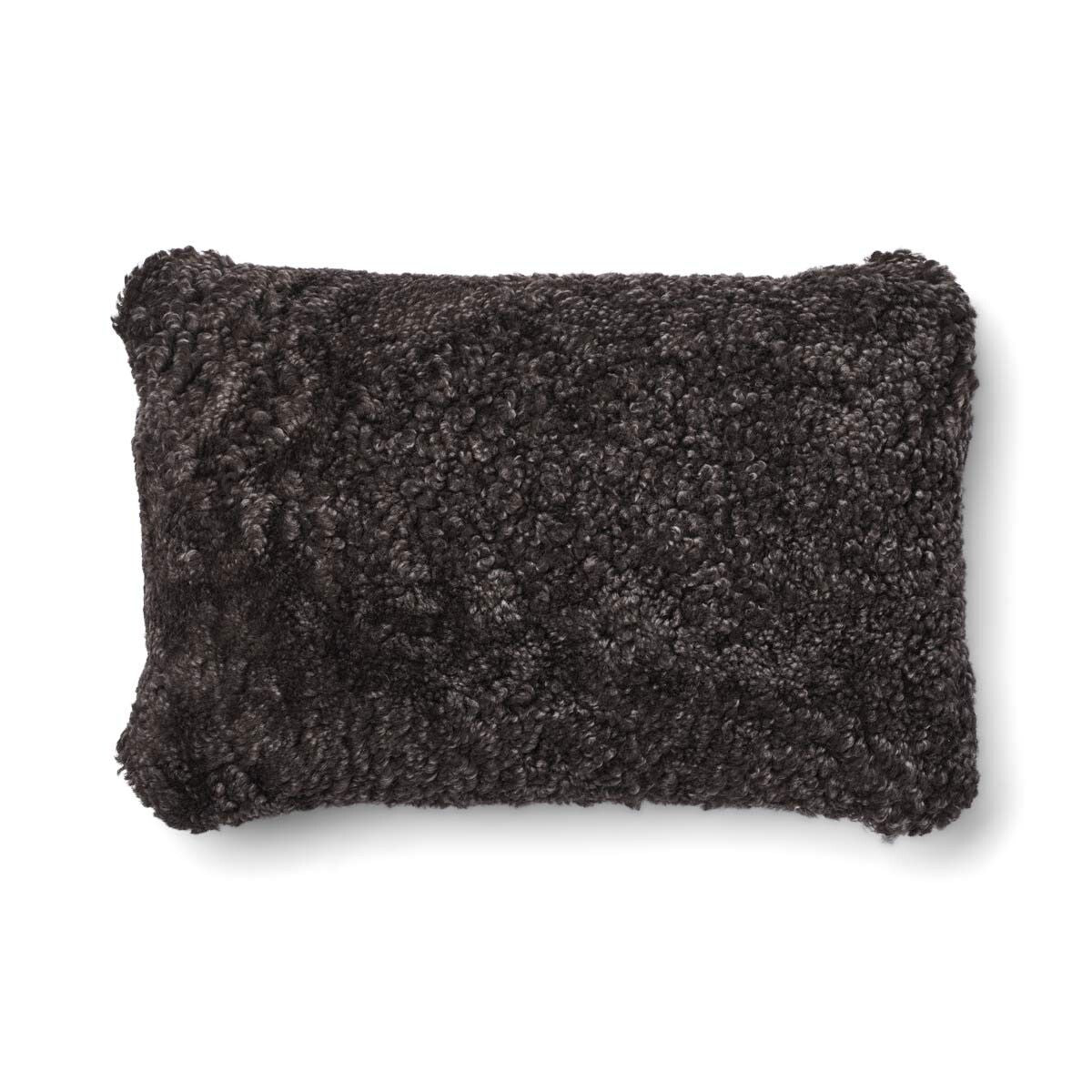 Kariertes Lammfellkissen | Kurzhaar | Neuseeland | 100% Wolle | 34x52 cm