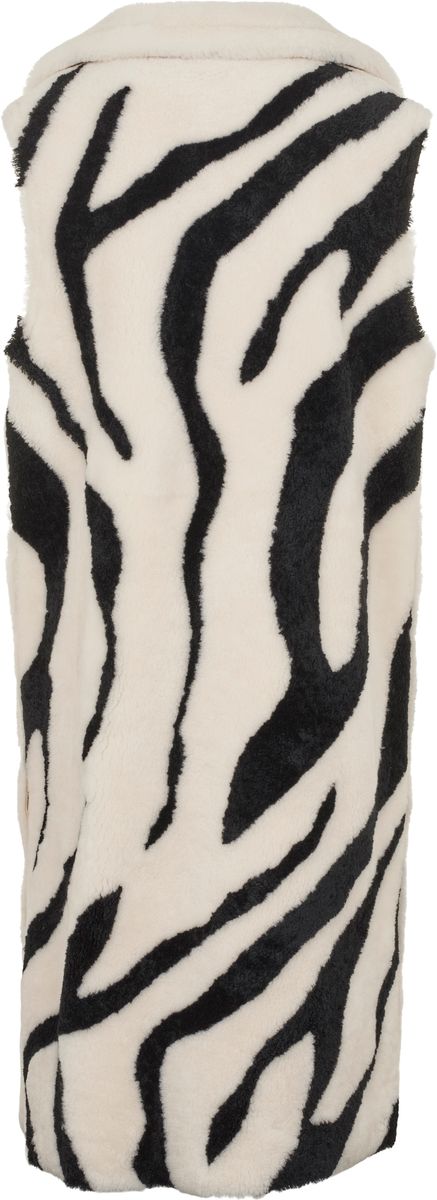 Raelynn Weste | Shearling Zebramuster: Schwarz/Leinen