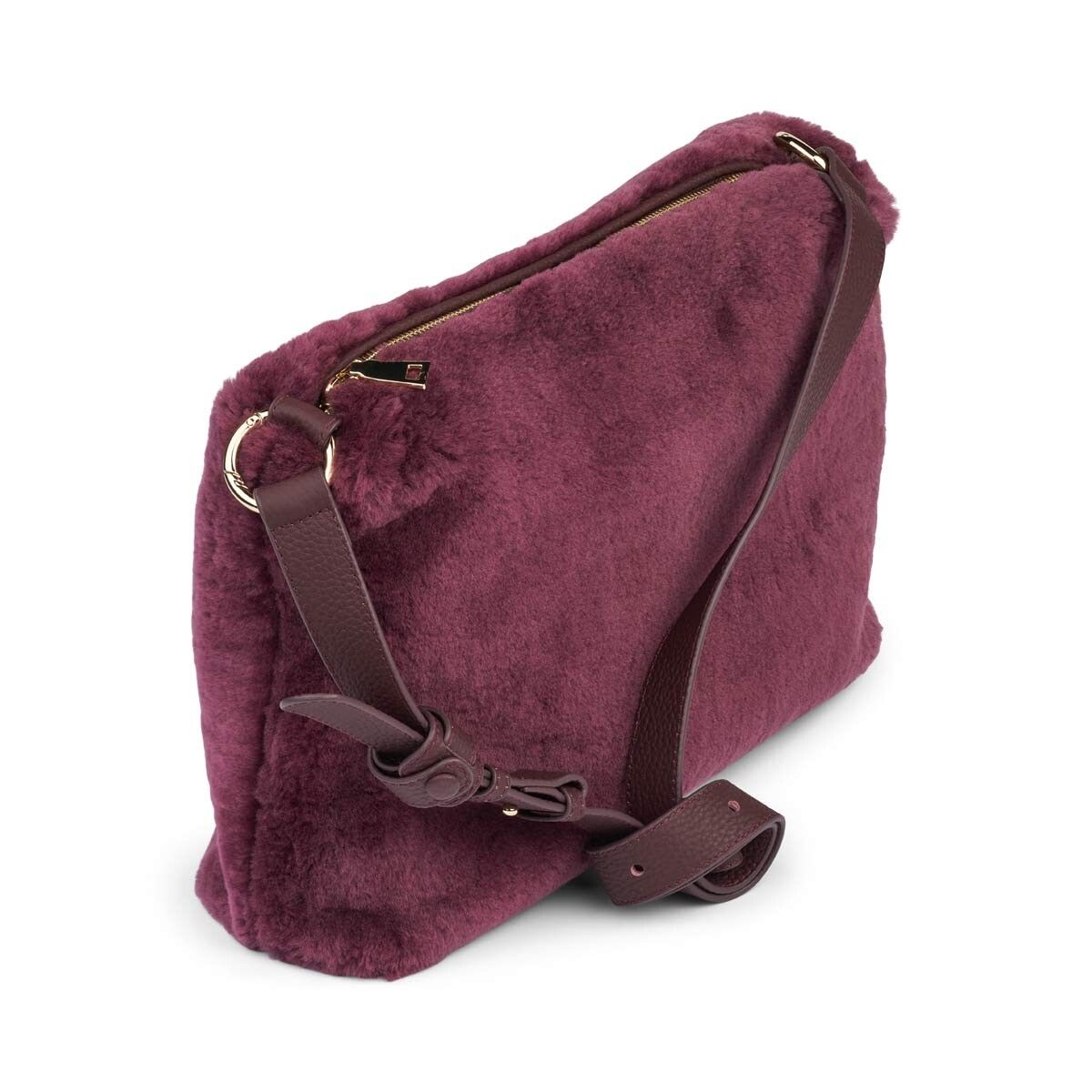 Olivia Maxi Tasche | Lammwolle Bordeaux