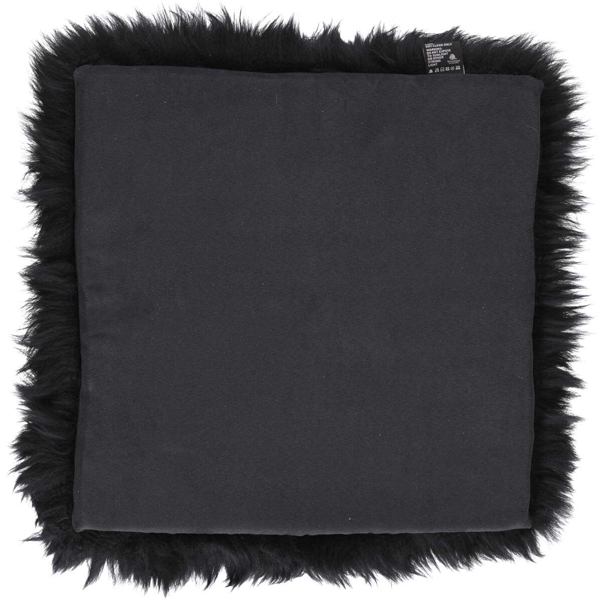 Lammfell Stuhlauflage | Langhaar | Neuseeland | 37x37 cm Schwarz