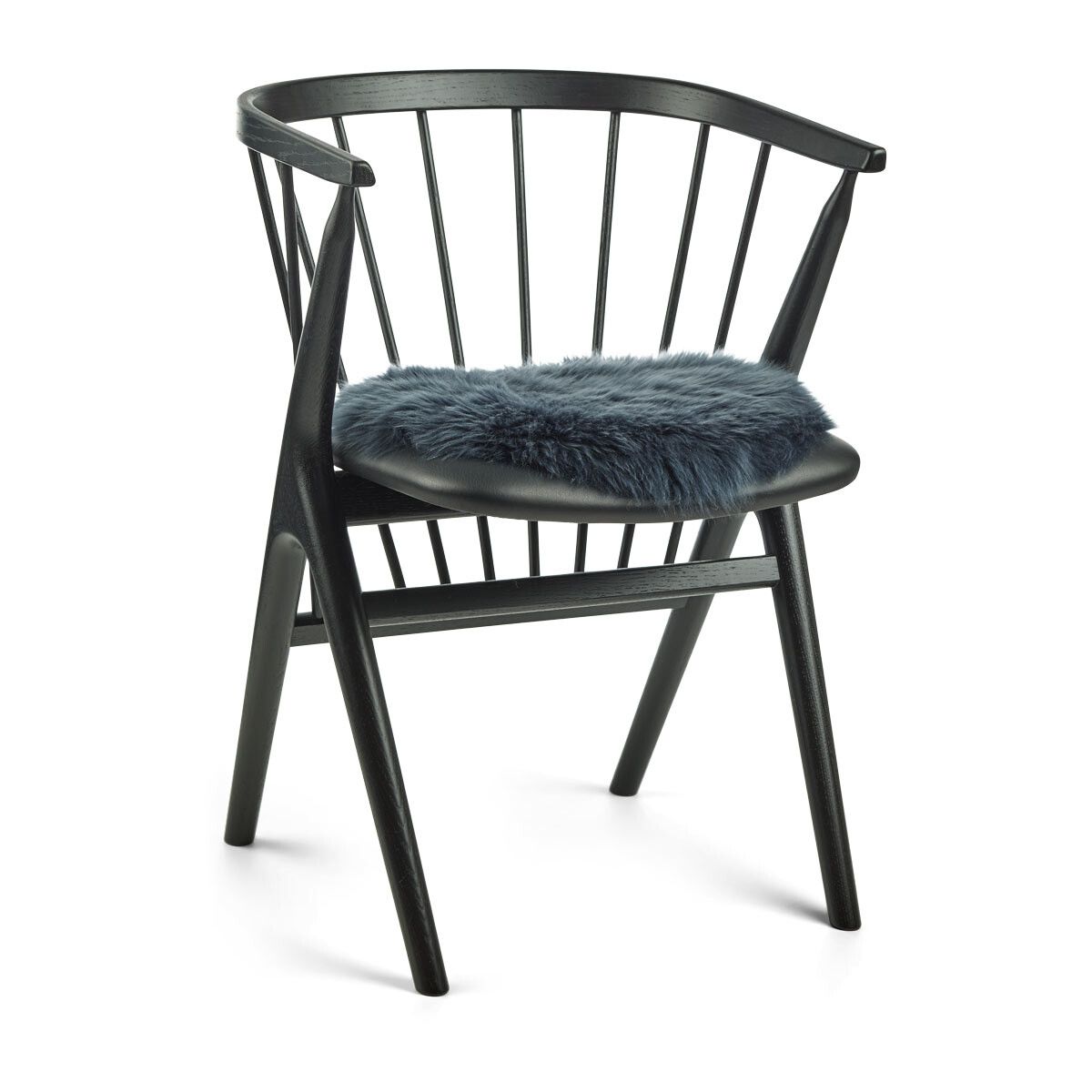 Lammfell Stuhlauflage | Langhaar | Neuseeland | D38 cm Marineblau