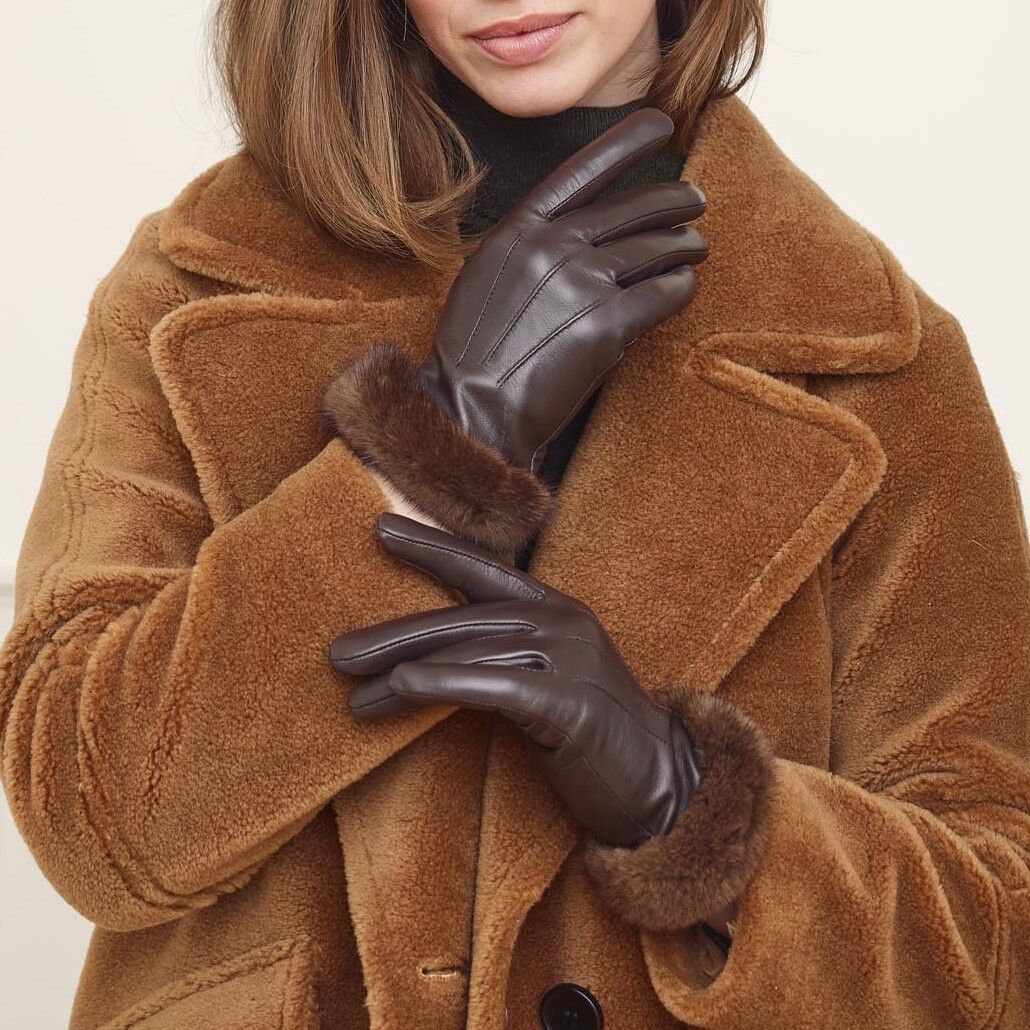 Kendall Handschuhe | Lammleder, Nerz Schwarz