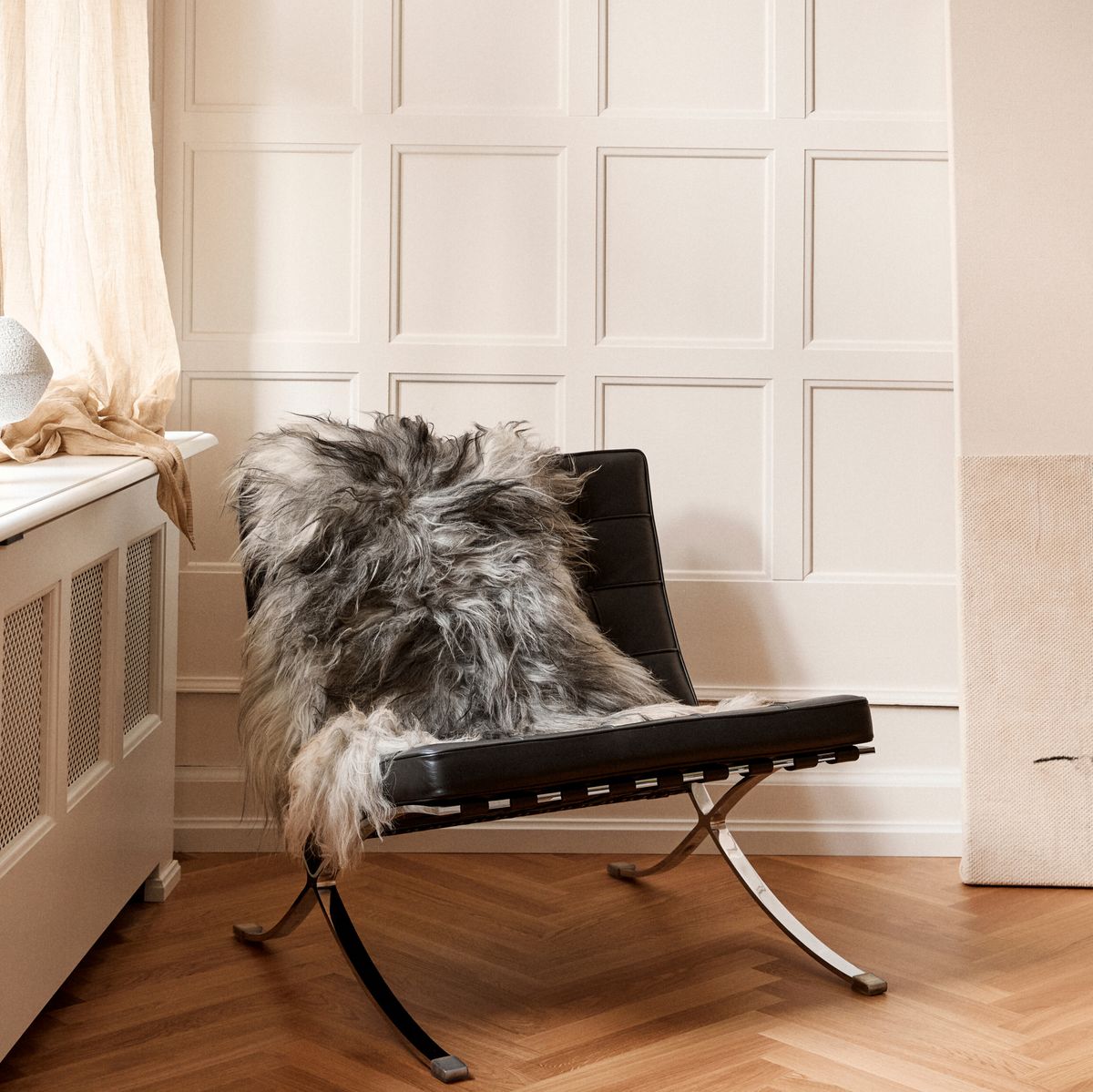 Lammfell | Langhaar | Island | 120+x60 cm Naturgrau