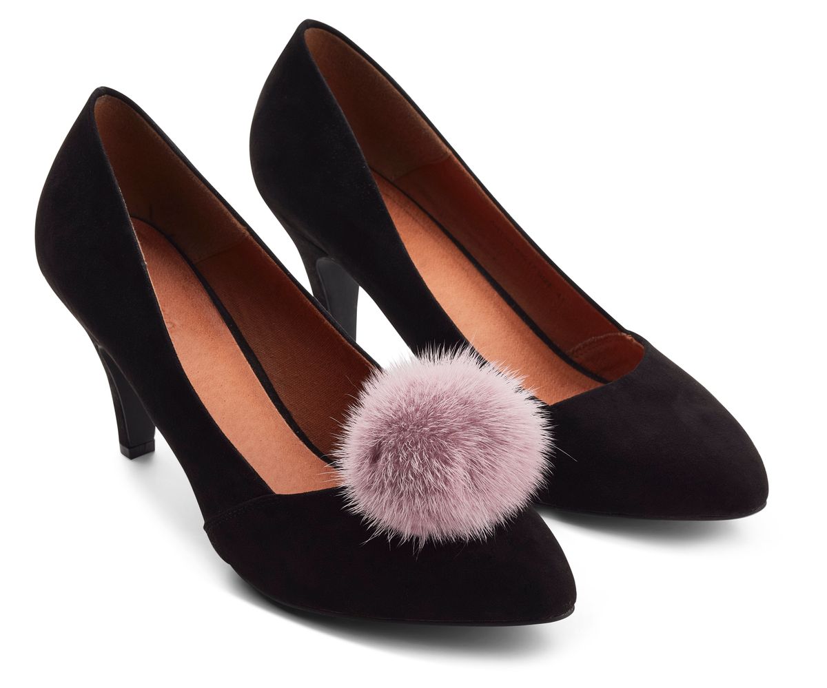 Schuhclip m. Pompon | Nerz Helllila