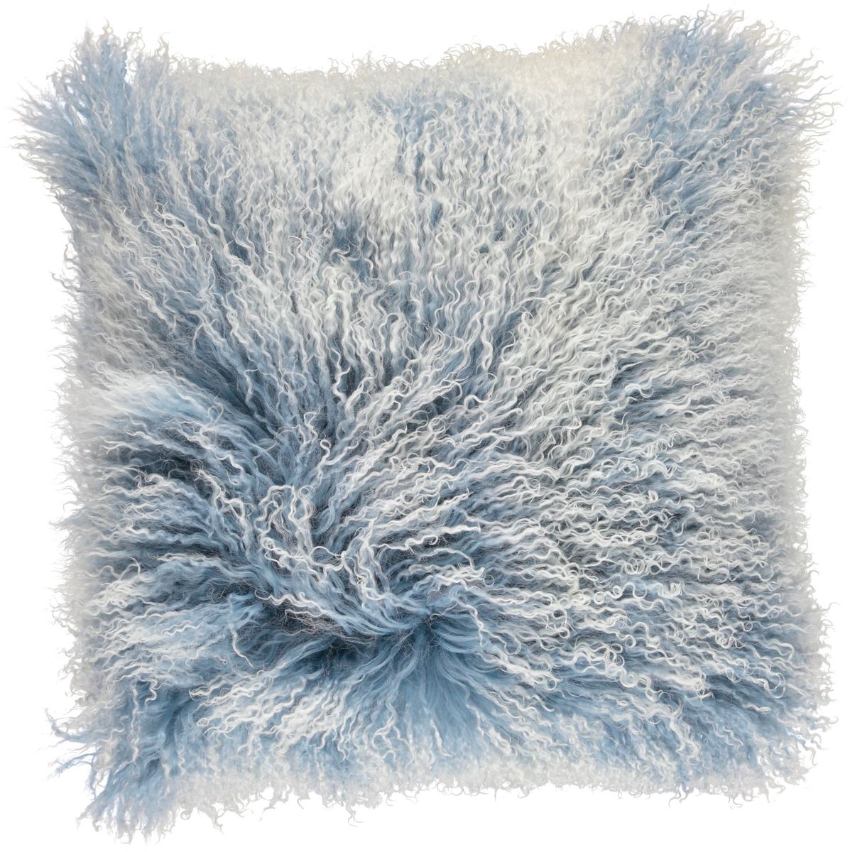 Lammfellkissen | Tibet | 60x60 cm | 40x40 cm Verwaschener Denim/Schneespitze