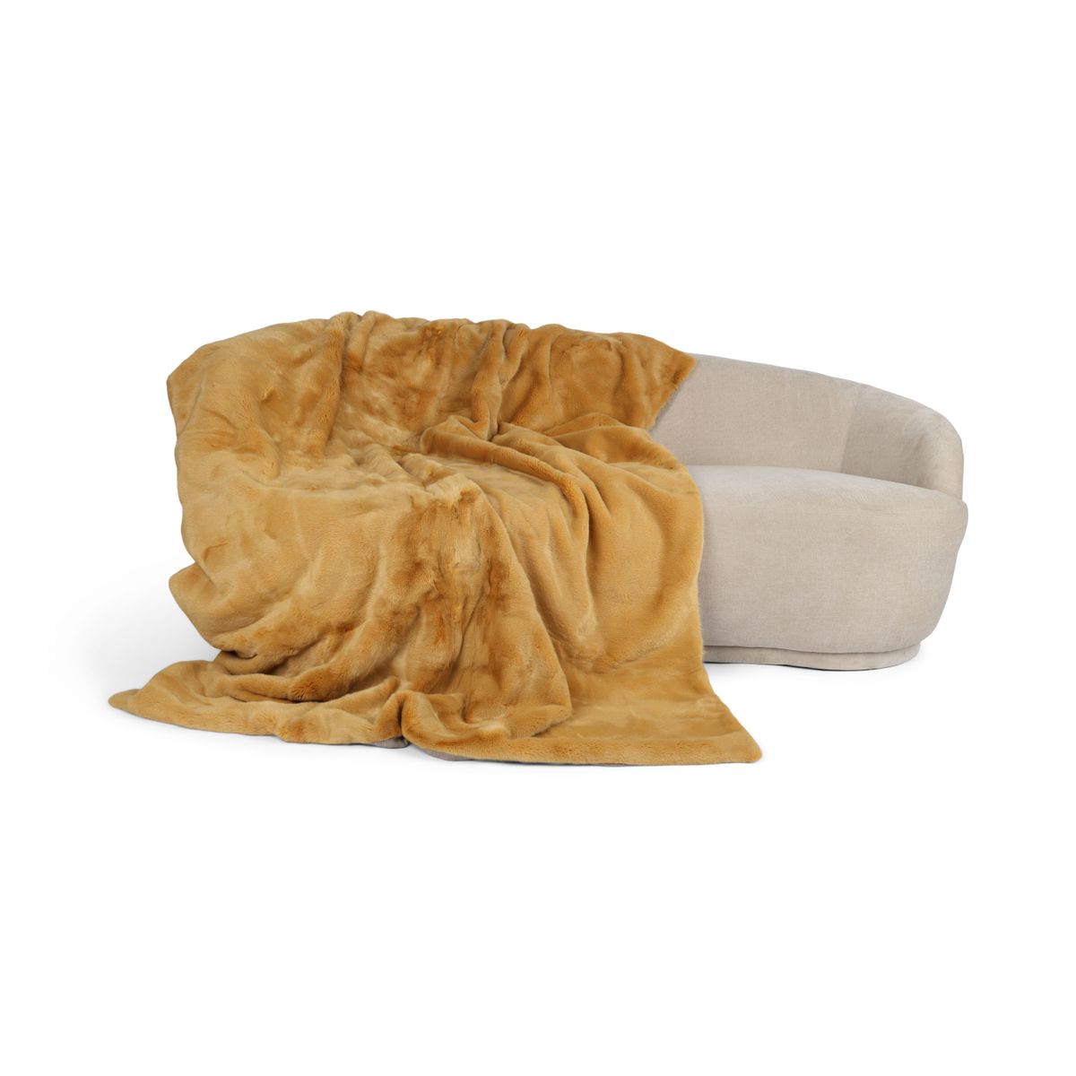 Nerzdecke | Kaschmirrückseite | Senf | 140x200 cm