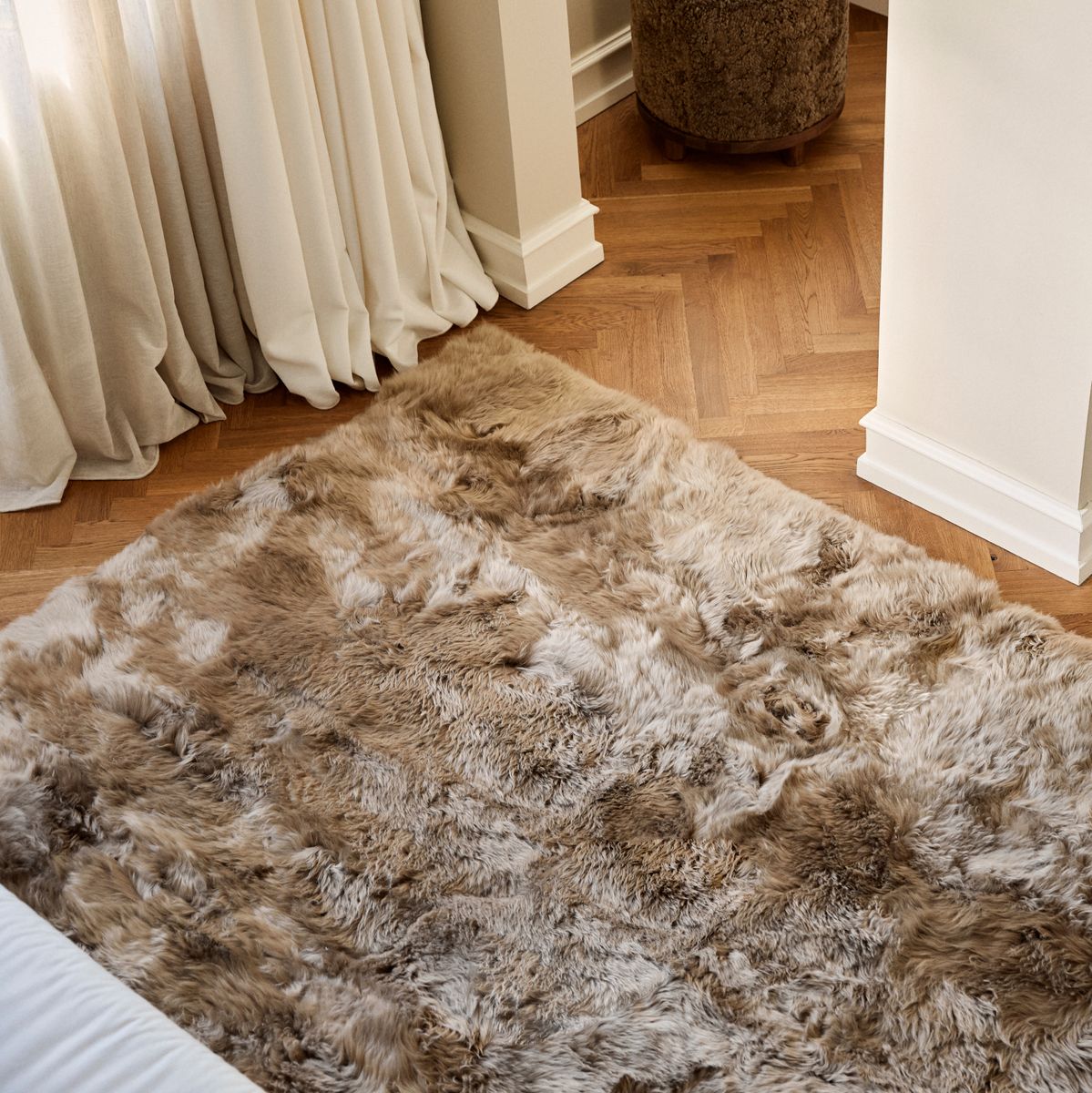 Lammfell Designerteppich | Langhaar | Neuseeland Schwarz