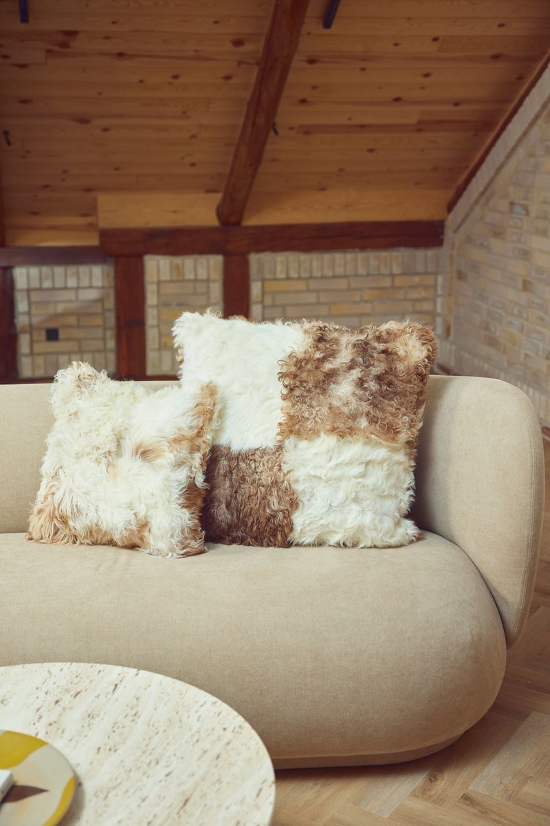 Lammfellkissen | Toskana Lammfell | Italien Braun/Beige Mix
