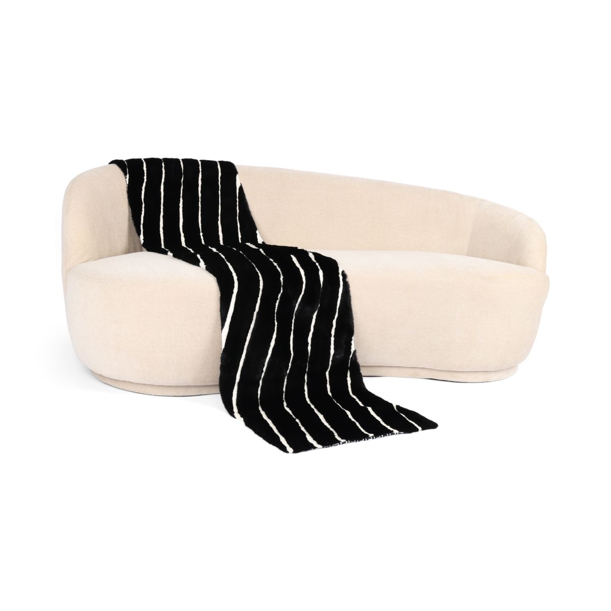 Nerzdecke | Kaschmirrückseite | Schwarz/Weiß | 50x200 cm