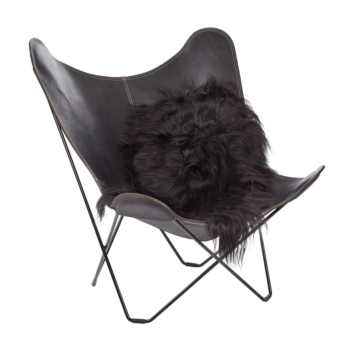 Lammfell | Langhaar | Island | 120+x60 cm Schwarz