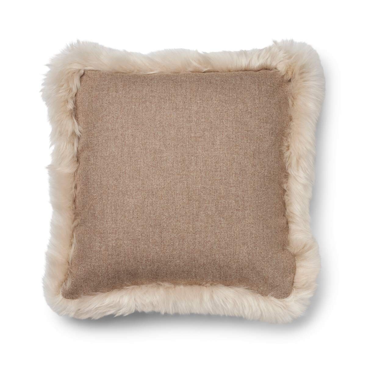 Wollkissen | 100% Wolle | Fellborte | 52x52 cm | 34x52 cm Beige/Leinen