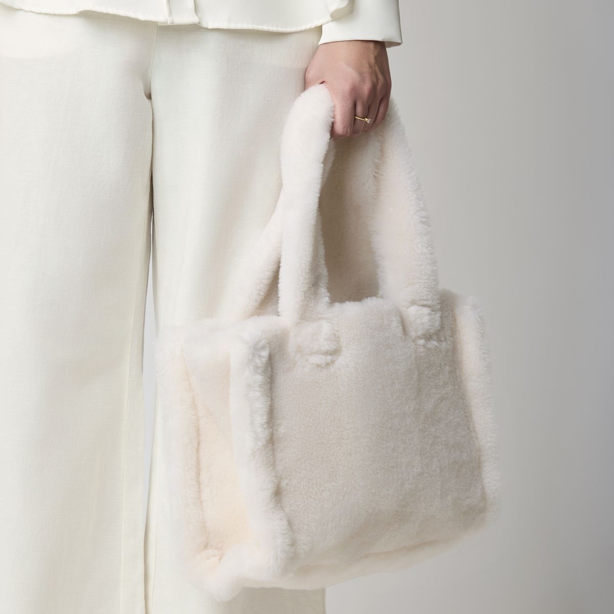 Mini Glory Shopper | Lammwolle Beige