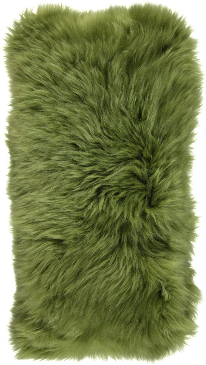 Lammfellkissen | Langhaar | Neuseeland | 28x56 cm Waldgrün