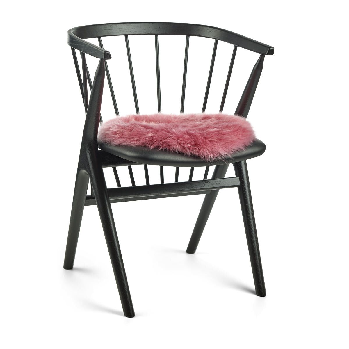 Lammfell Stuhlauflage | Langhaar | Neuseeland | D38 cm Malaga Pink