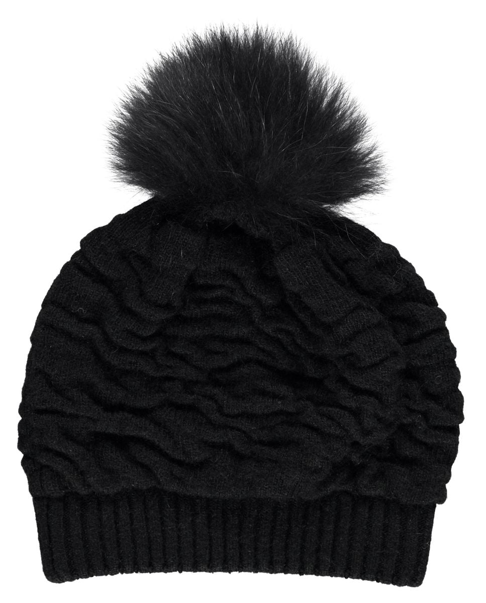 Sidse Beanie | Wolle, Waschbär Schwarz/Schwarz