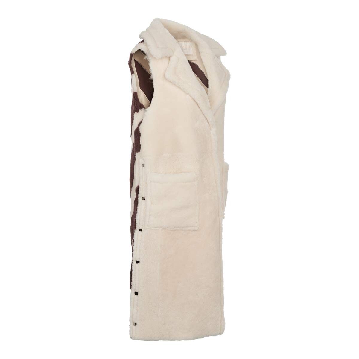 Raelynn Weste | Shearling Zebramuster: Schoko/Leinen