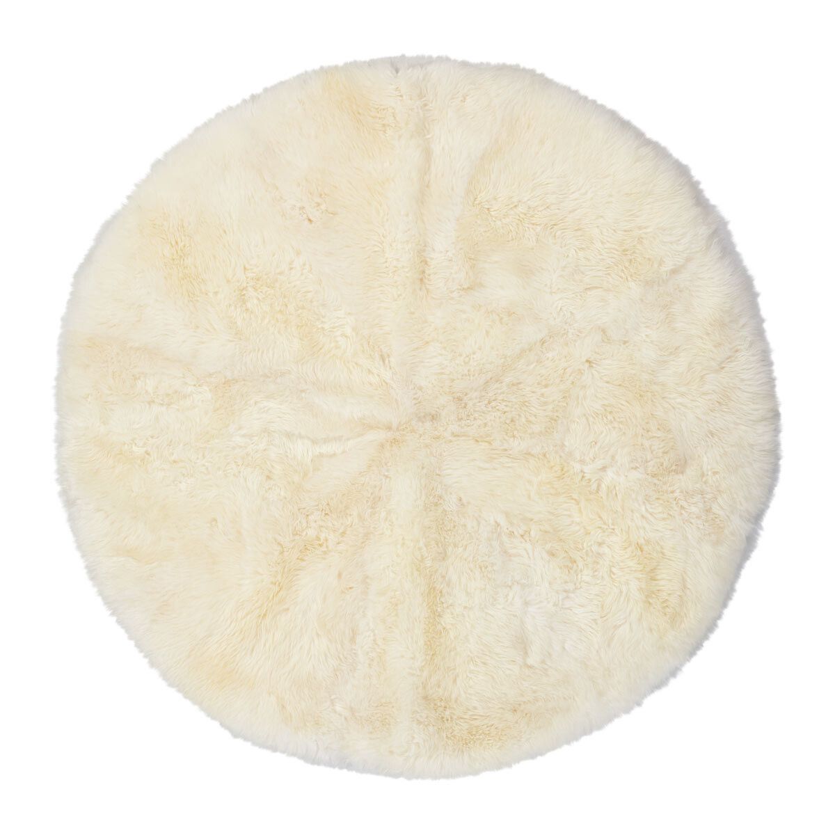 Lammfell Designerteppich | Langhaar | Neuseeland | D140 cm Weiß
