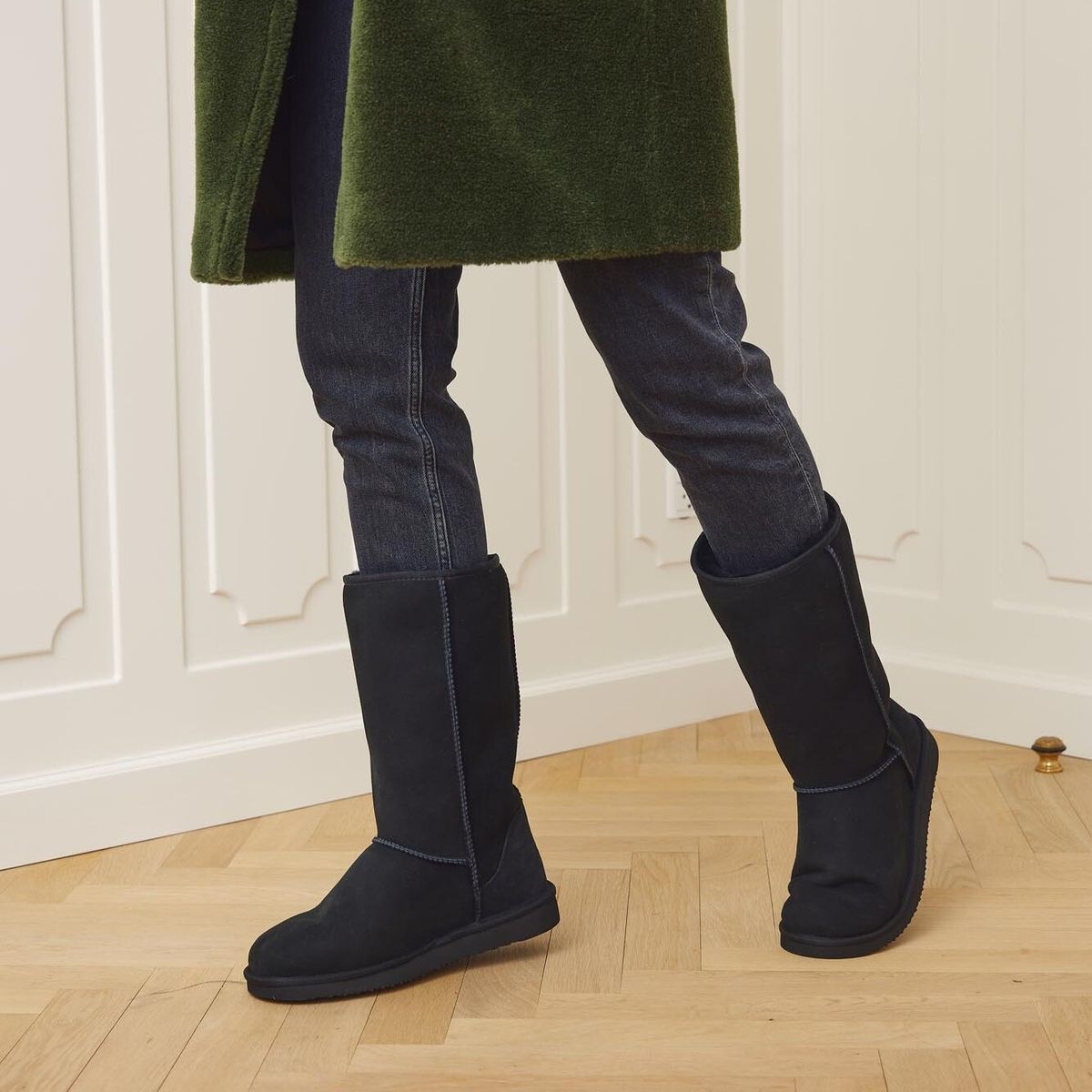 Stiefel | Wildleder, Lammfell Schwarz