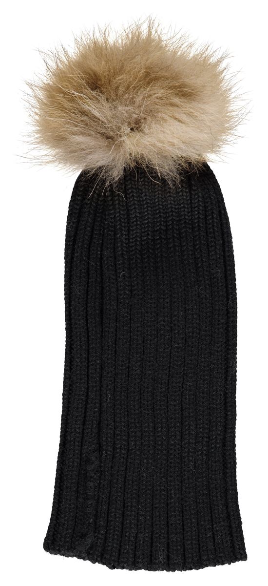 Sheila Beanie | Wolle, Waschbär Schwarz/Naturbraun