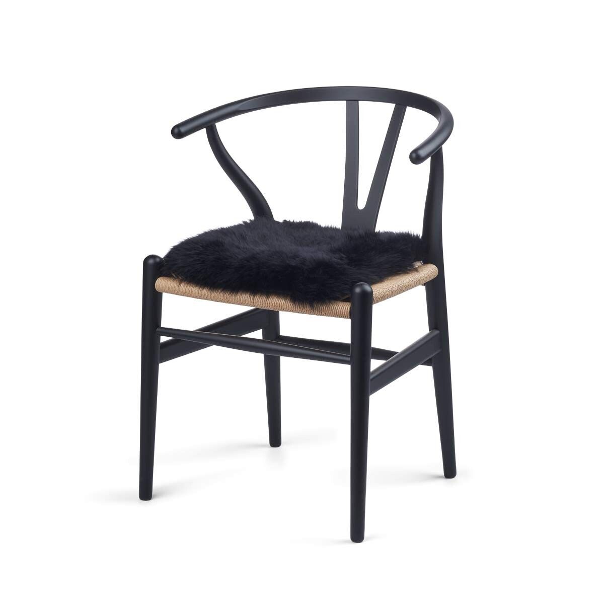 Sitzkissen Lammfell | Langhaar | Zero Waste | 35x35 cm Schwarz