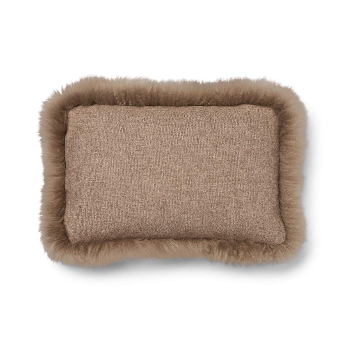 Wollkissen | 100% Wolle | Fellborte | 52x52 cm | 34x52 cm Beige/Taupe