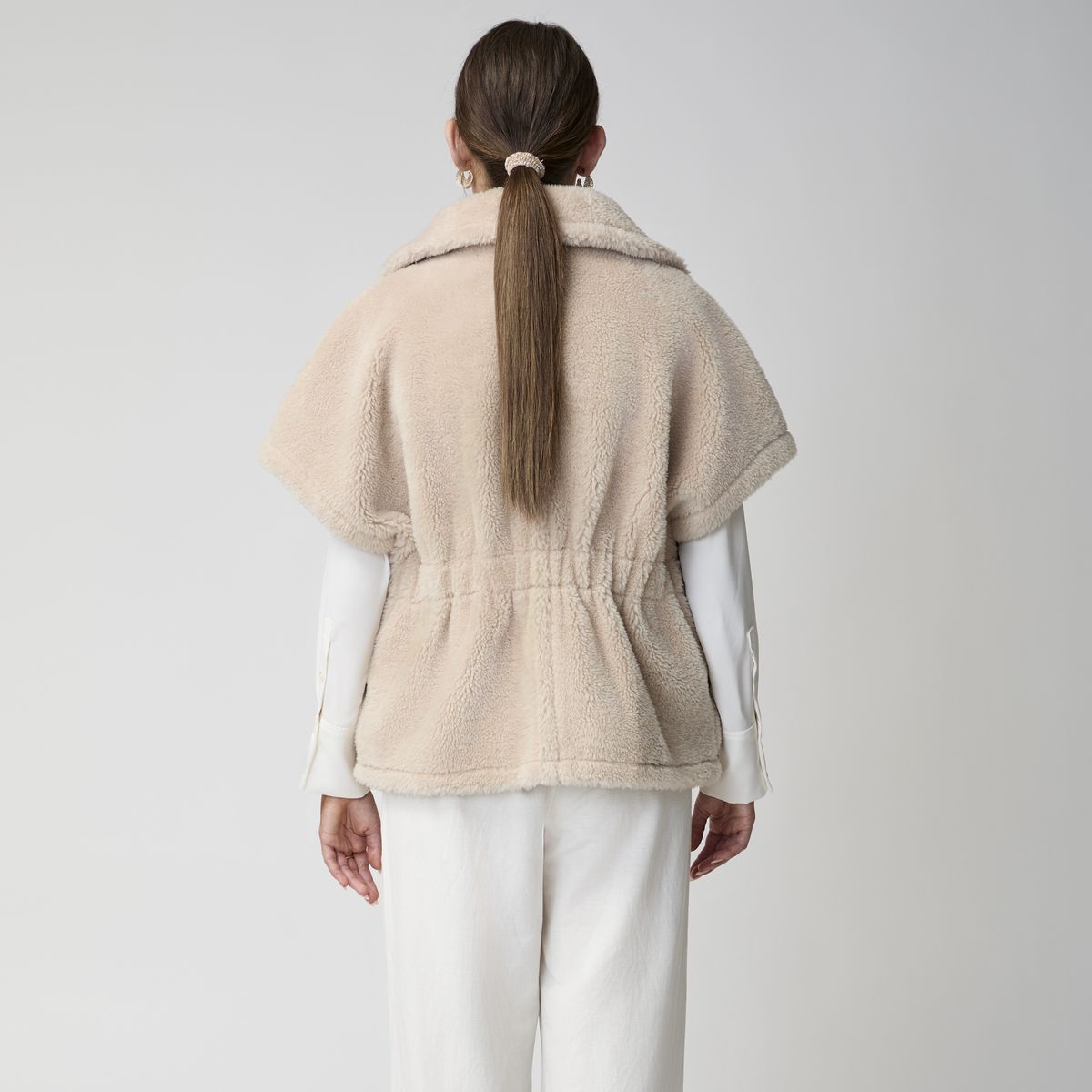Elvira Poncho | Lammwolle Taupe