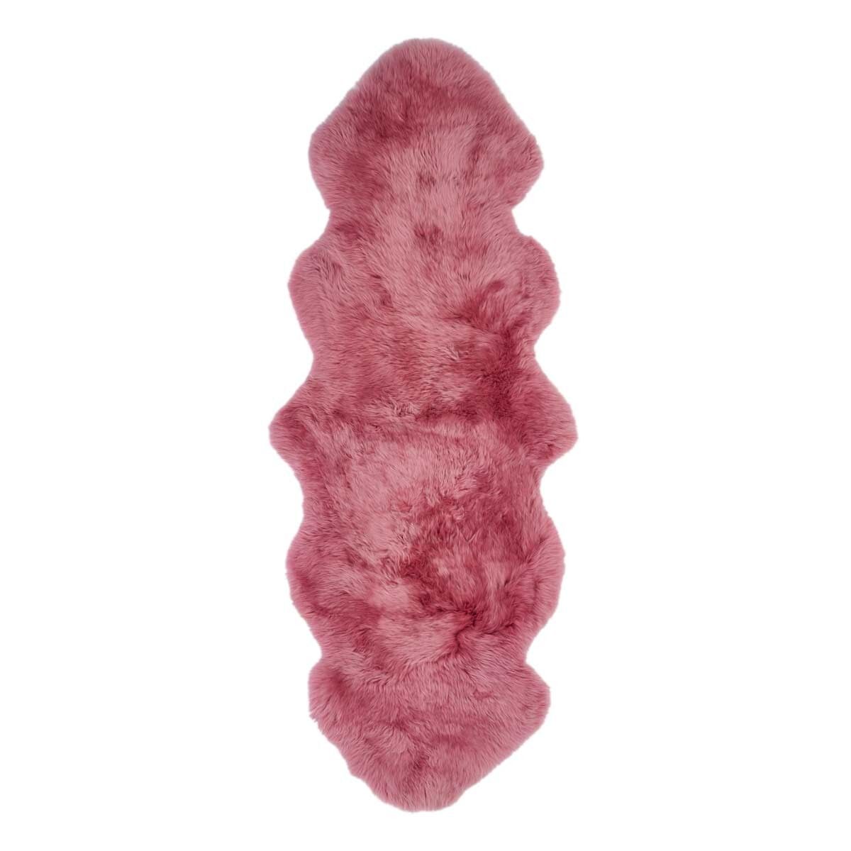 Lammfell Designerteppich | Langhaar | Neuseeland | 180x60 cm Malaga Pink