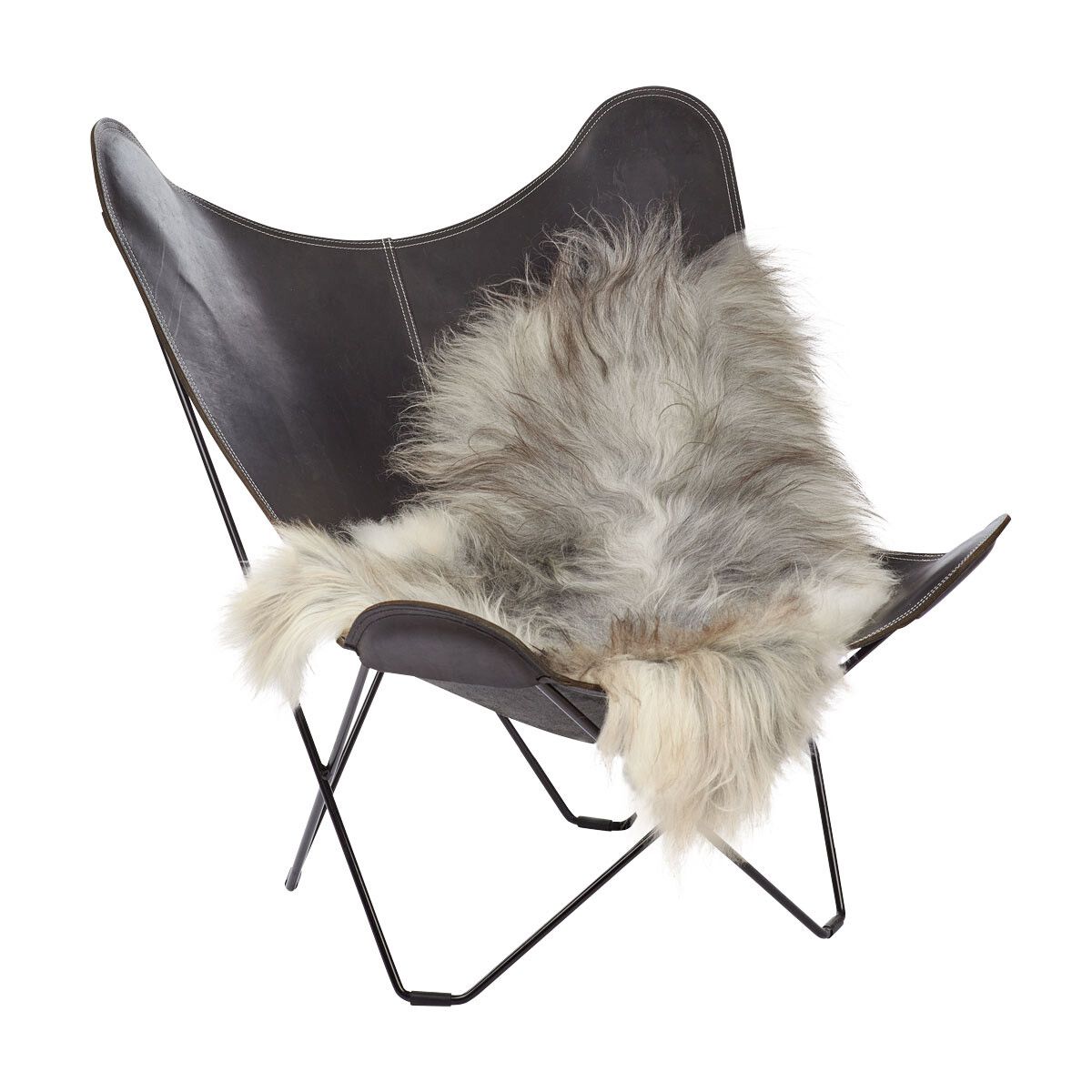 Lammfell | Langhaar | Island | 120+x60 cm Naturgrau