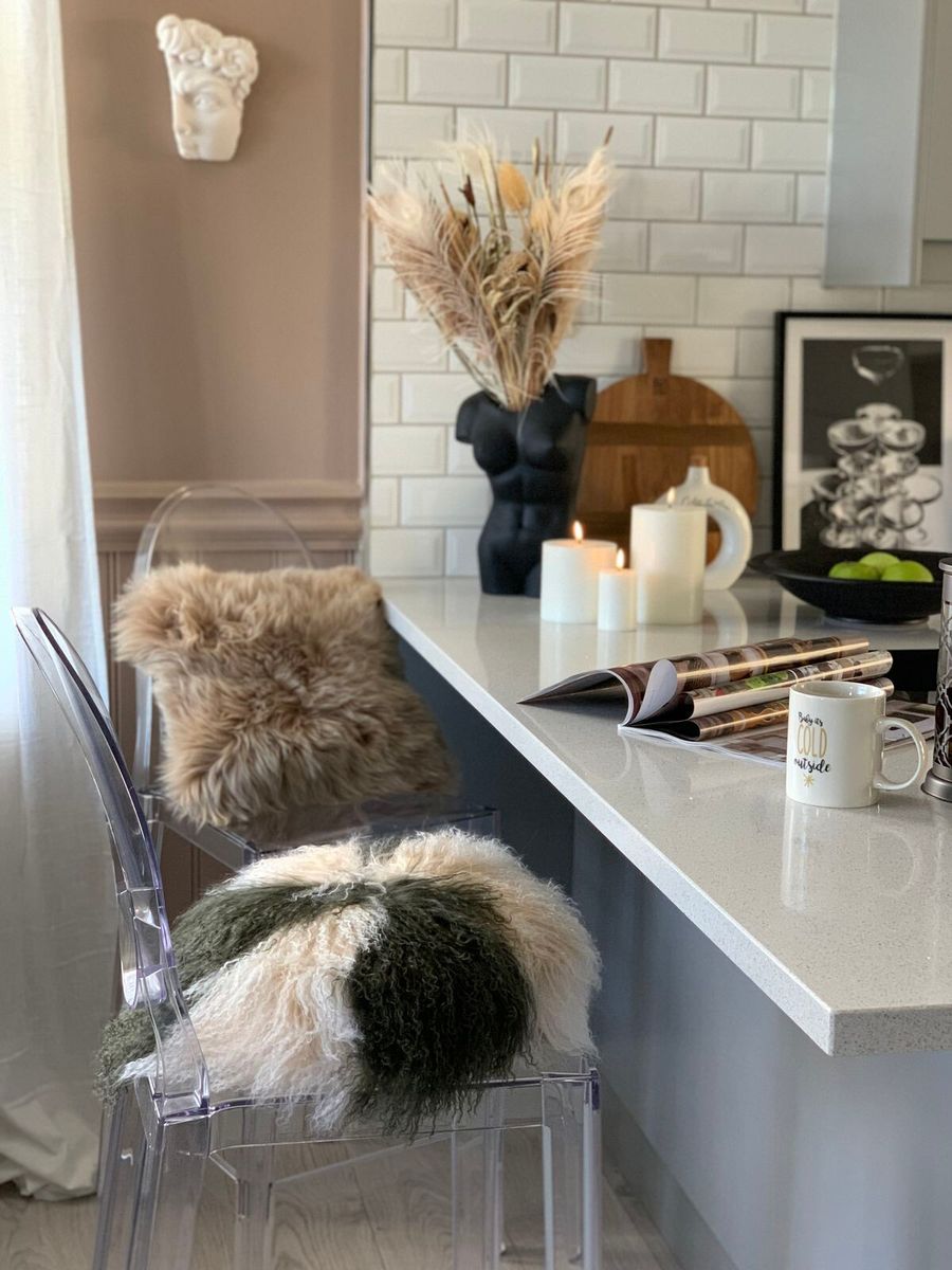 Lammfellkissen | Tibet | Rund | D38, D45 & D62 cm Arctic Sunrise