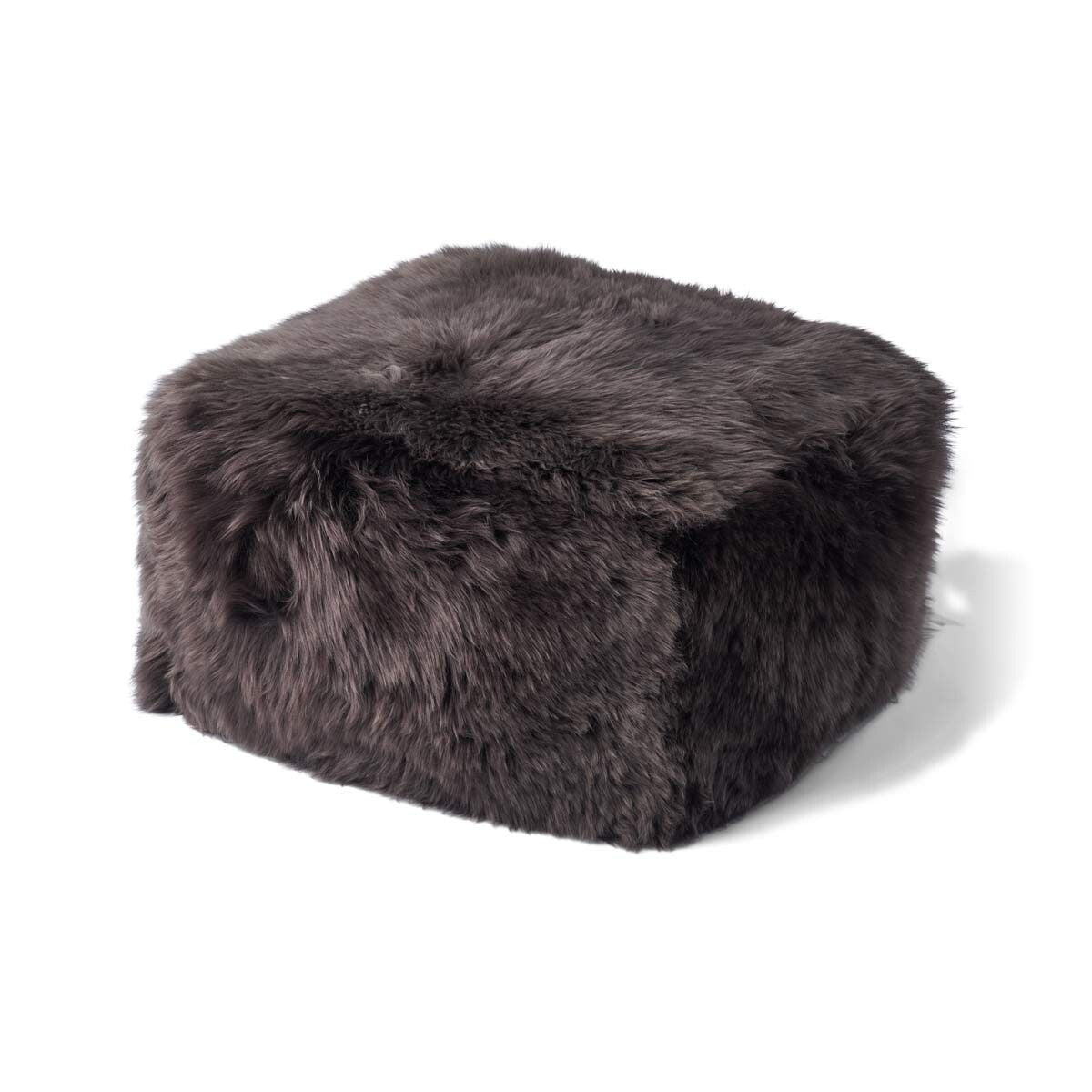 Lammfellpouf | Langhaar | Neuseeland Walnuss