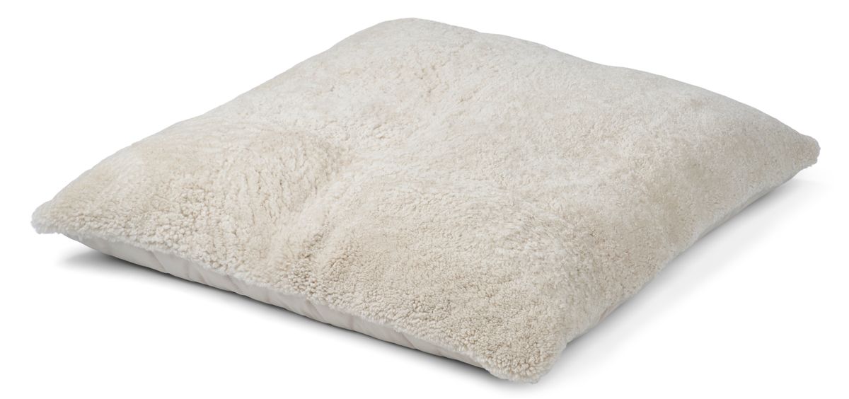 Maxi Float Lammfellkissen | Kurzhaar | Neuseeland | Einseitig | 90x90 cm Perlweiß
