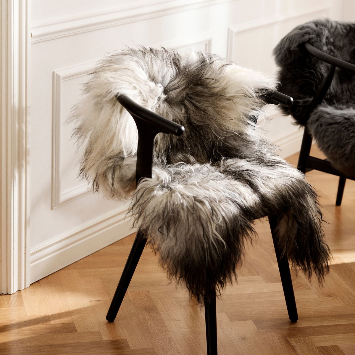 Lammfell | Langhaar | Island | 90x60 cm Naturgrau