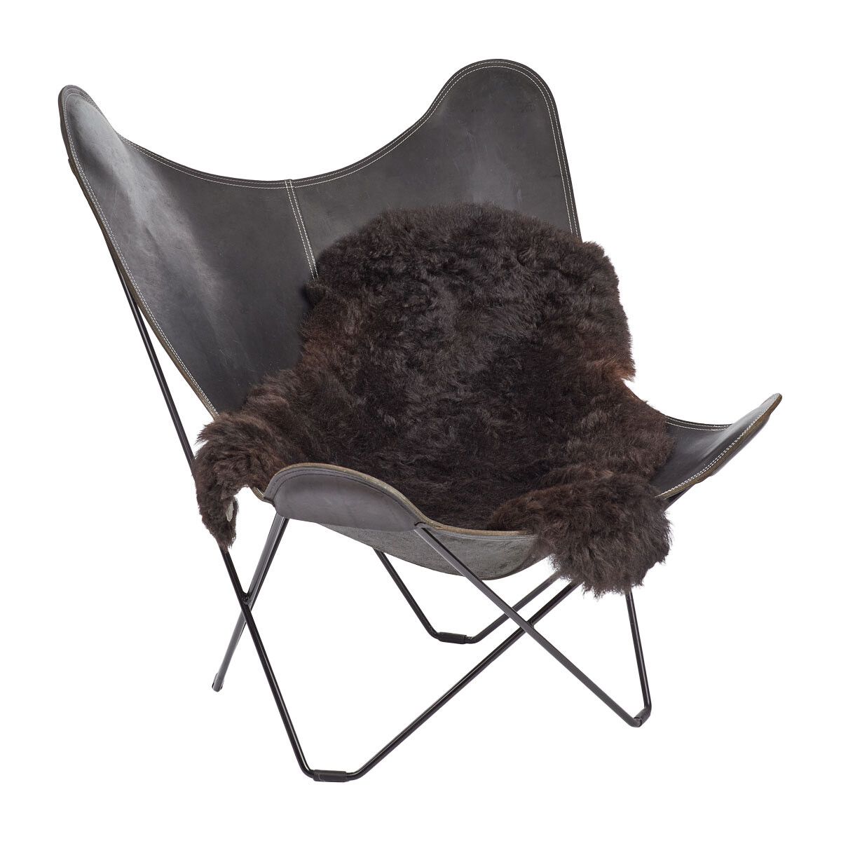 Lammfell | Kurzhaar | Island | 90-100x60 cm Schwarz