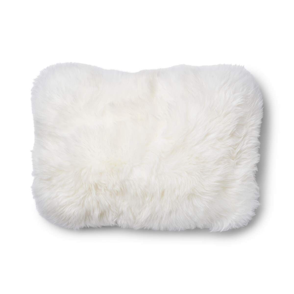 Kariertes Wollkissen | Langhaar | Neuseeland | 100% Wolle | 34x52 cm Haferflocken-Beige/Elfenbein