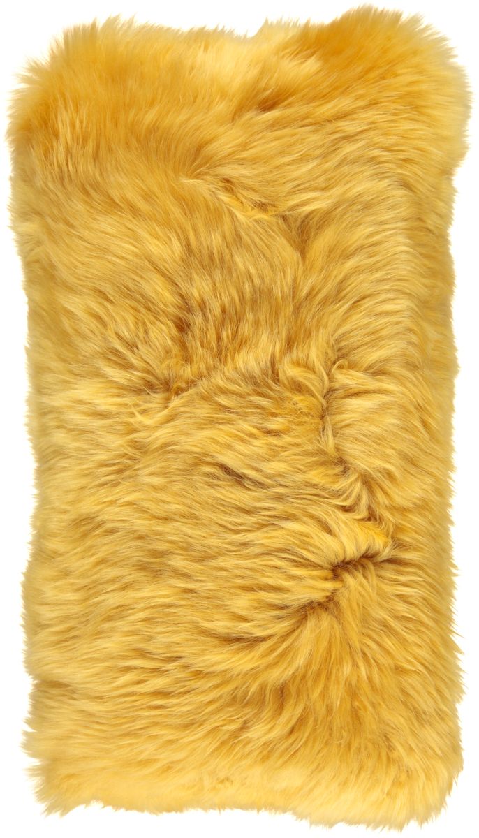 Lammfellkissen | Langhaar | Neuseeland | 28x56 cm Goldgelb