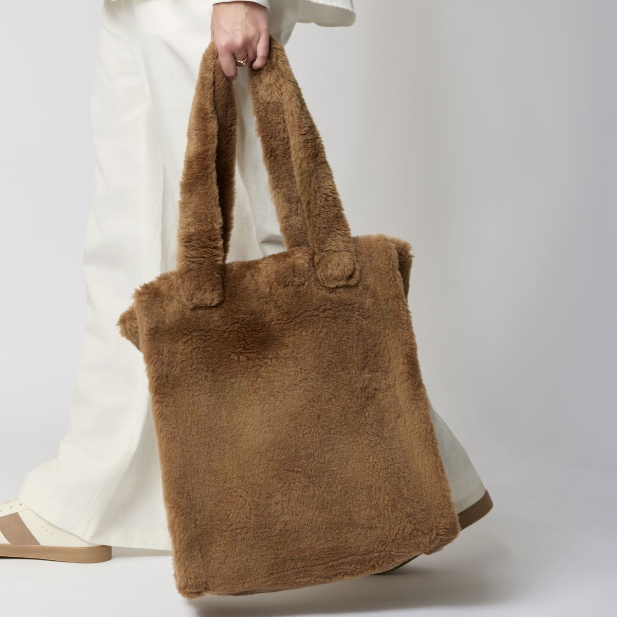 Maxi Glory Shopper | Lammfell Lederbraun