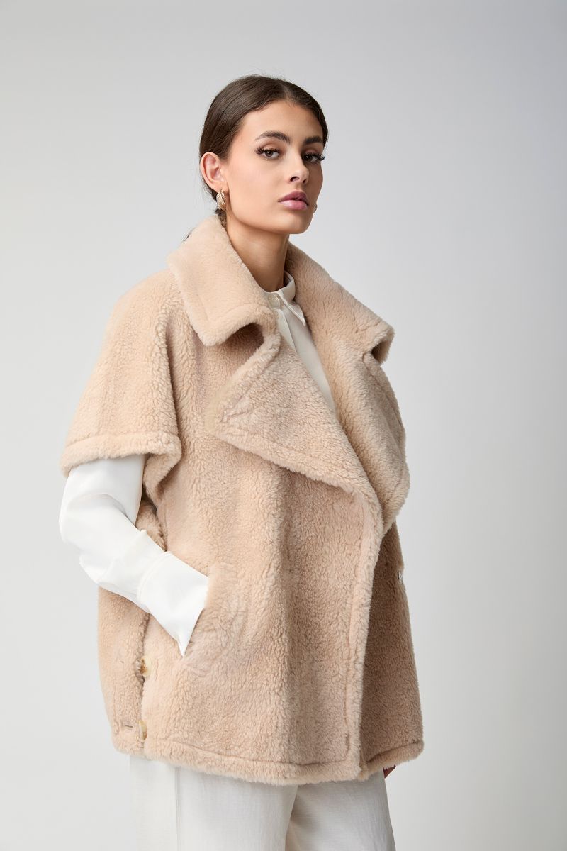 Antonella Poncho | Lammwolle Beige