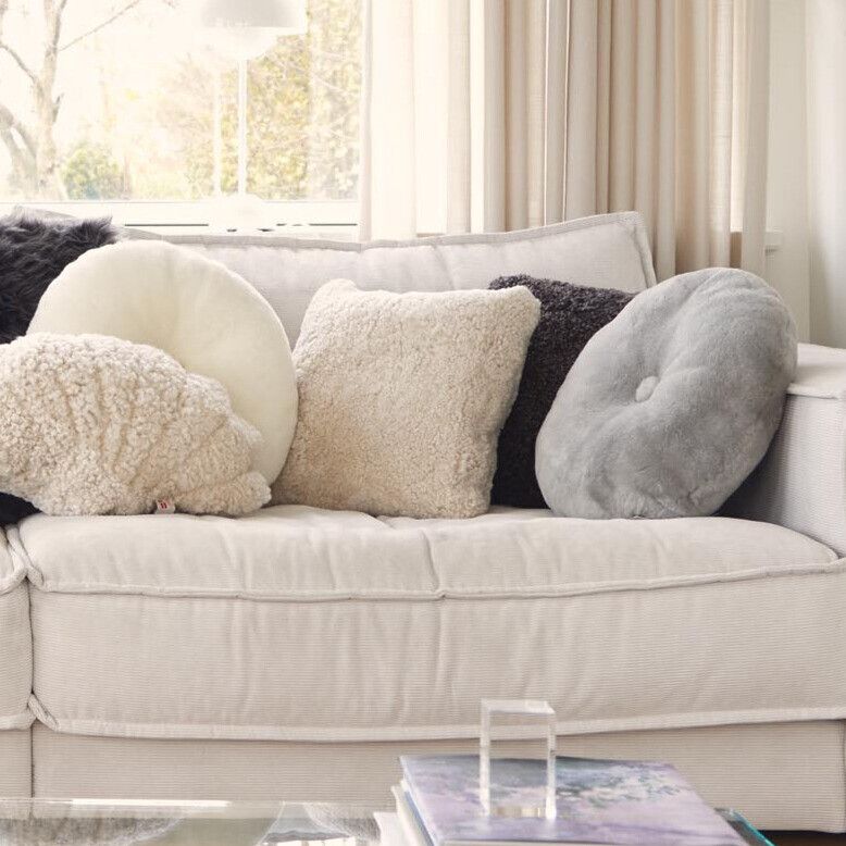 Lammfellkissen | Neuseeland | Mokassin | D45 cm Kastanie