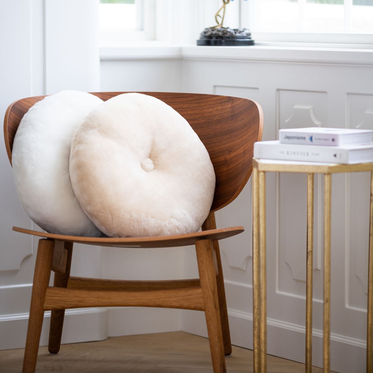 Lammfellkissen | Neuseeland | Mokassin | D45 cm Kastanie