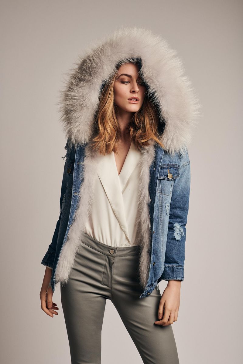 Riley Jacke | Denim, Waschbär Kirschblüte