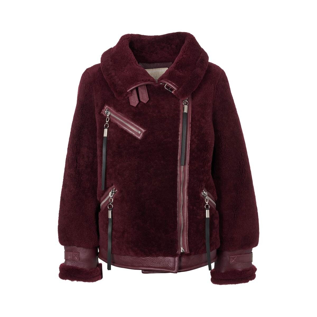 Nicki Jacke | Lammfell, Leder Bordeaux