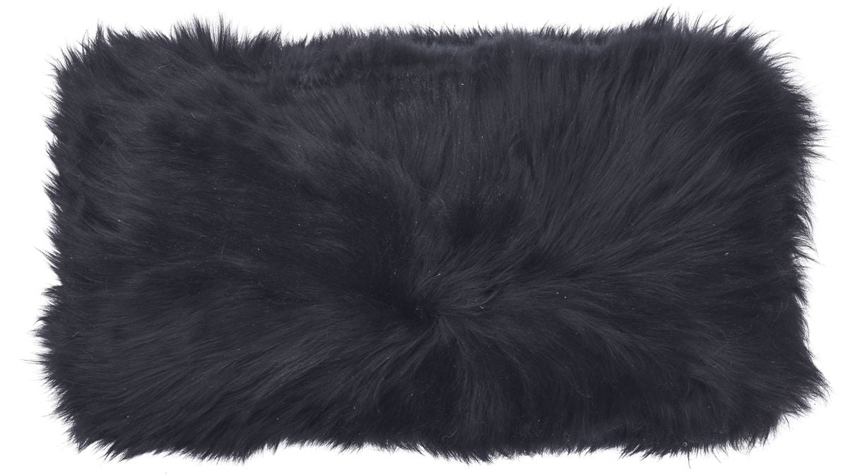 Lammfellkissen | Langhaar | Neuseeland | Doppelseitig | 25x50 cm Schwarz