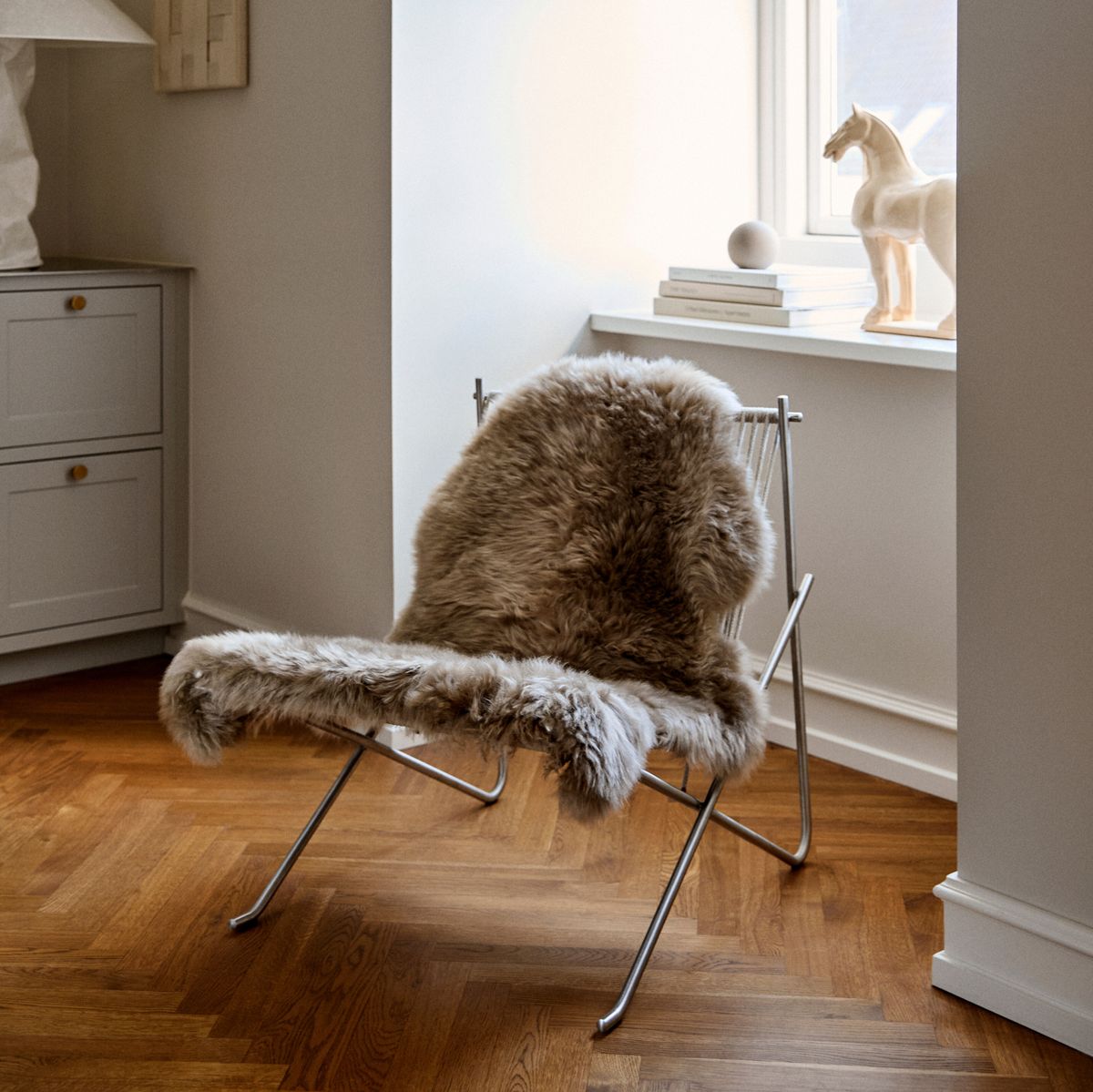 Lammfell | Langhaar | Neuseeland | 100x60 cm Aubergine